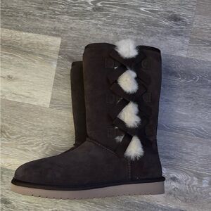 Koolaburra Dark Brown Winter Boots with Fur Accents